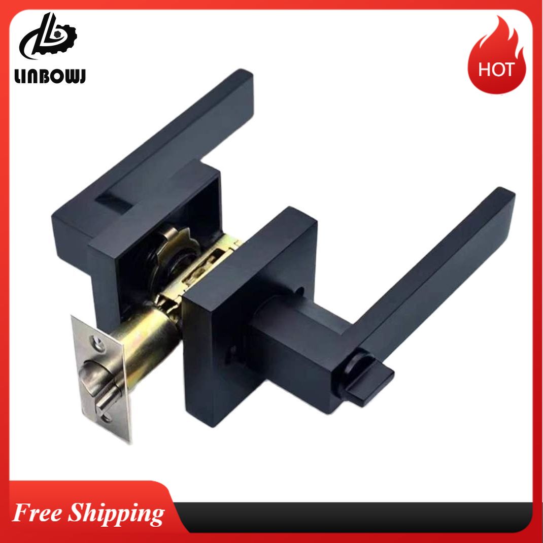 Zinc Furniture Hardware - Manija de puerta negra, cerradura de