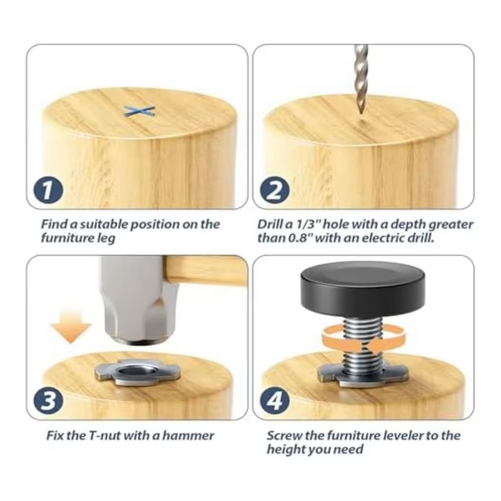 8 Piezas Nuevas Patas Nivelado - Furniture Leveling Hardware reseña y precio